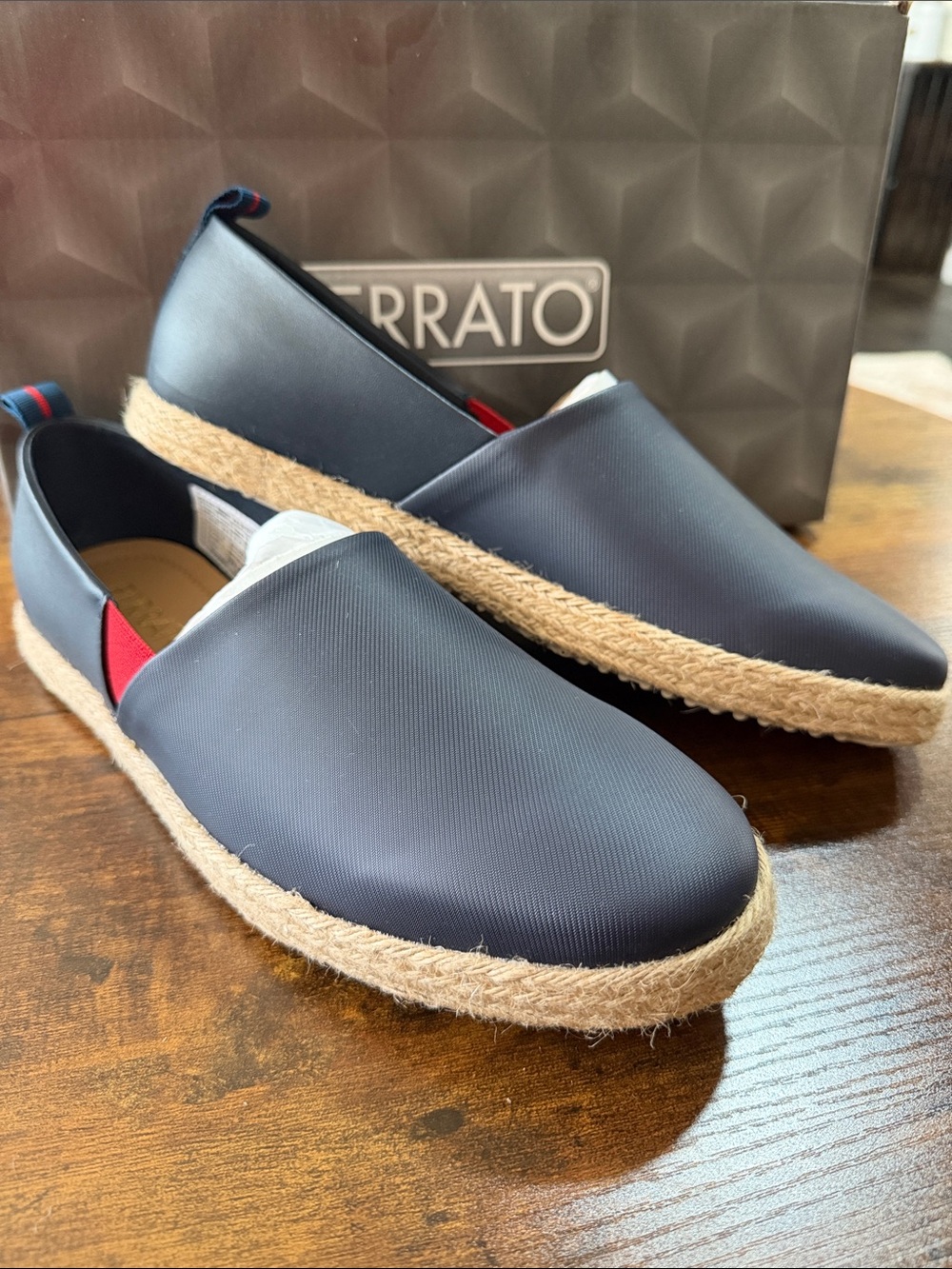 Men's Navy Slip-On Espadrilles with Red Accent